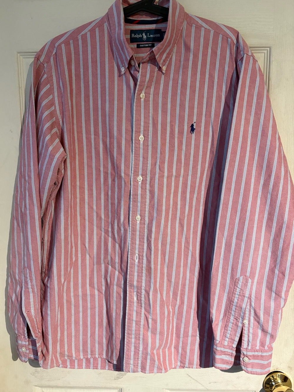 Ralph Lauren Pink and White Vertical Stripe Oxford Button-Down Shirt